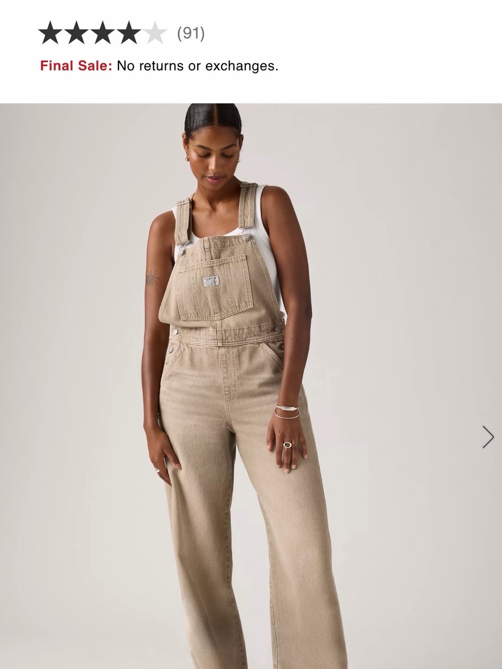 Levi's Tan Wide-Leg Women’s Overalls